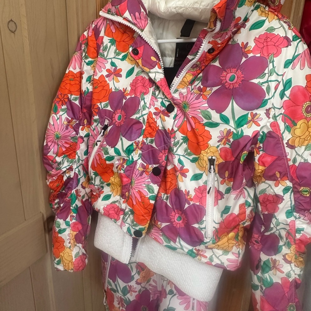 LoveShackFancy x Bogner Floral Ski Jacket - Pink, Purple, Orange two piece set